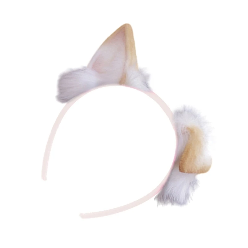 SZL Anime Hairhoop Plush Dog Ear Hairband Bendable Animal Ear Headband Costume Hairhoop Theme Party Cosplay Props Headpiece