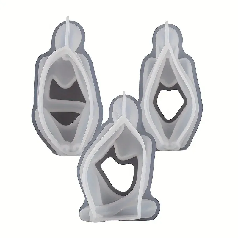 3pcs Silicone Mold Set for Human Figures Ideal for Aromatherapy Meditation Crafts Resin Casting and Cement Christmas Decorations
