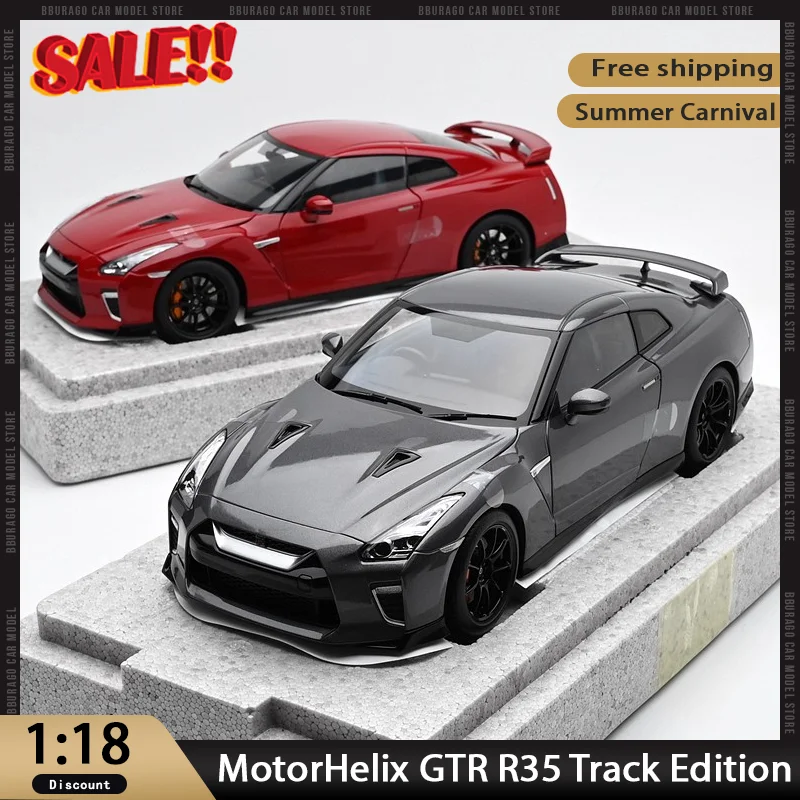 MotorHelix 1:18 Nissan GT-R R35 Track Edition Liga Modelo de brinquedo de abertura completa com motor detalhado Coleção de carros de corrida fundidos