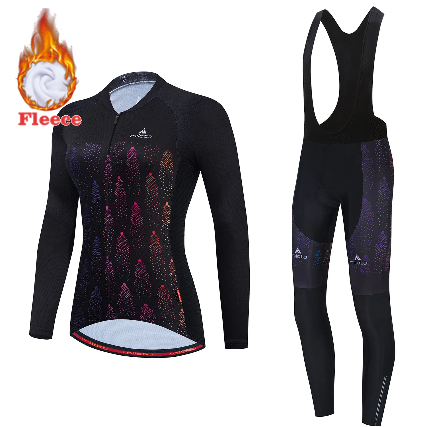 Thermal Fleece Cycling T-Shirt for Women, Long Sleeve, Winter Clothing, Lining Mountain Bike, Pro Team, 2021