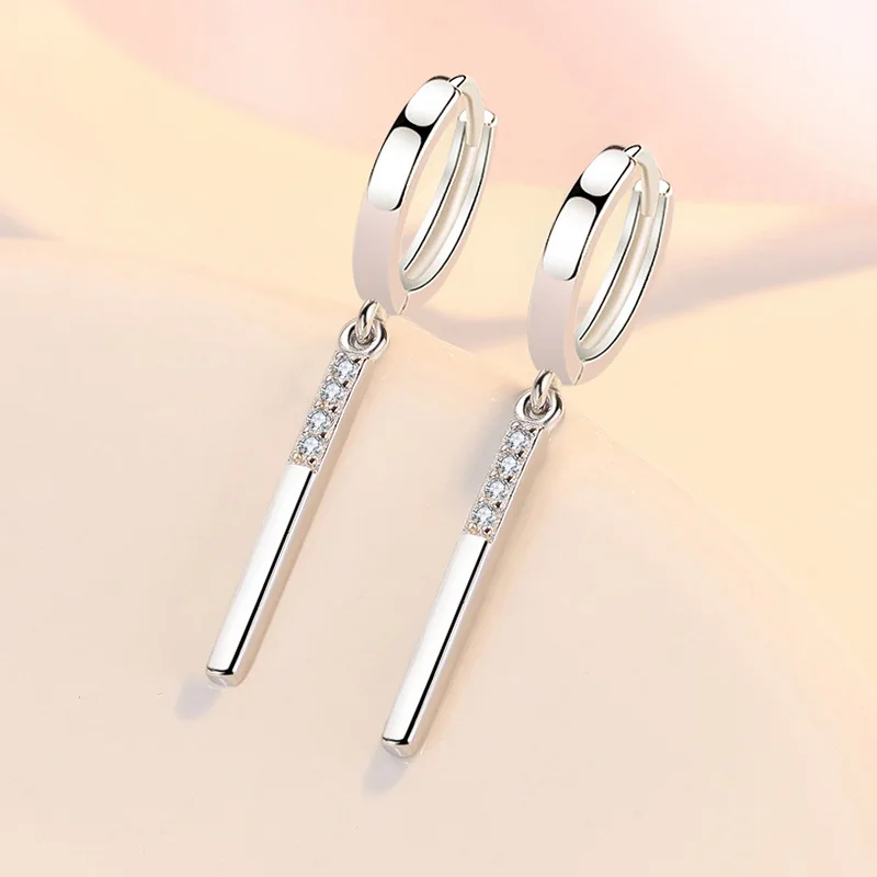 Fashion 925 Sterling Silver earrings For Women Simple Creative Small Stick Ear Buckle Jewelry Lady Anniversary Accessories Gifts