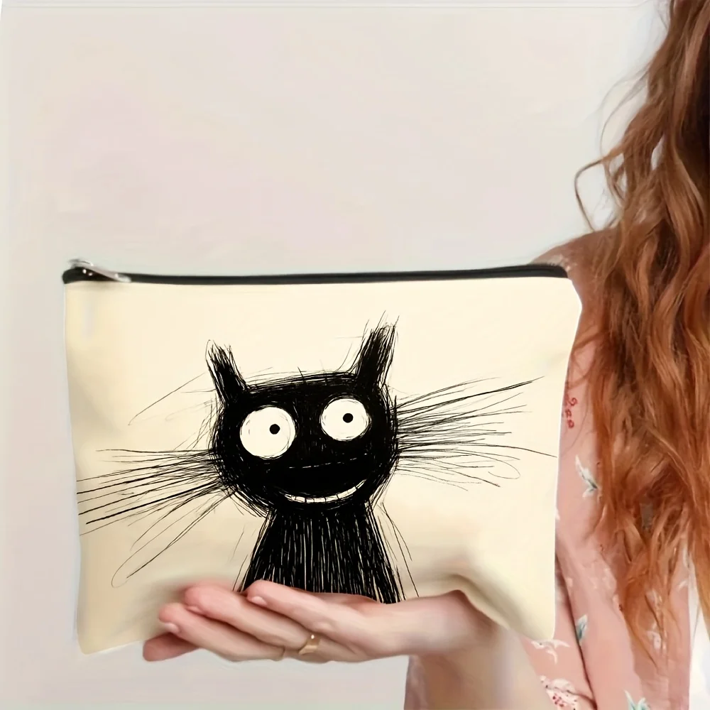 ACute Cat Makeup Bag- Multifunctional Zipper Pouch, Jewelry Storage Bag, Perfect Travel Zipper Small Storage Bag.