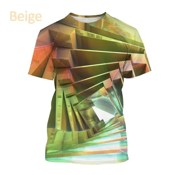 Personality Fashion Spiral Vertigo 3D T-Shirt Colorful Rendering Fractal Flower Visual Unisex Creativity Art Printe Short Sleeve