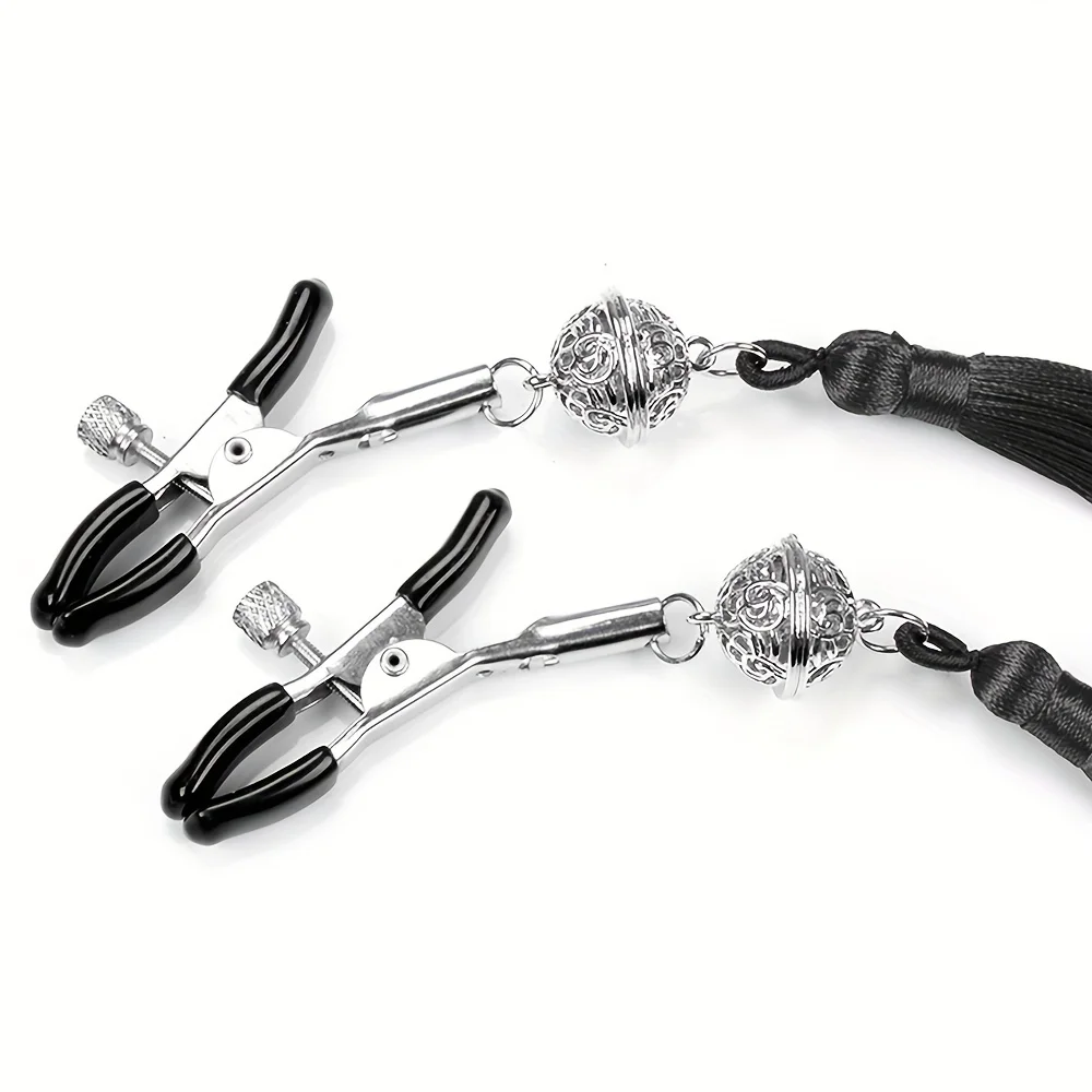 Stainless Steel Hollow Bell with Tassel Nipple Clip Retro Palace Bell Breast Clamps BDSM Flirting Sex Toys for Women and Couples