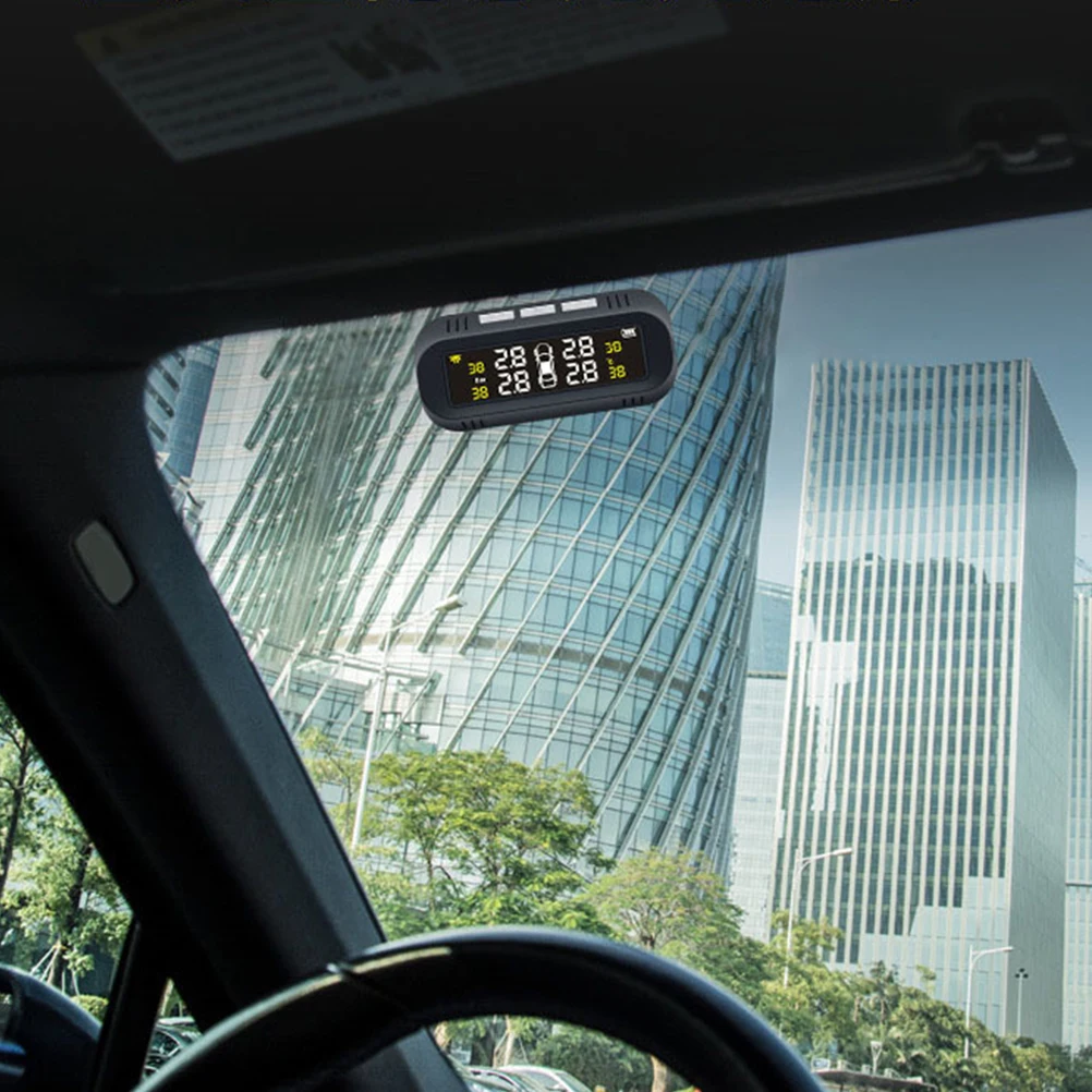 

Solar-Powered Tire Pressure Monitoring System High Precision Real- -Wheel Display Temperature Alarm Air Leakage