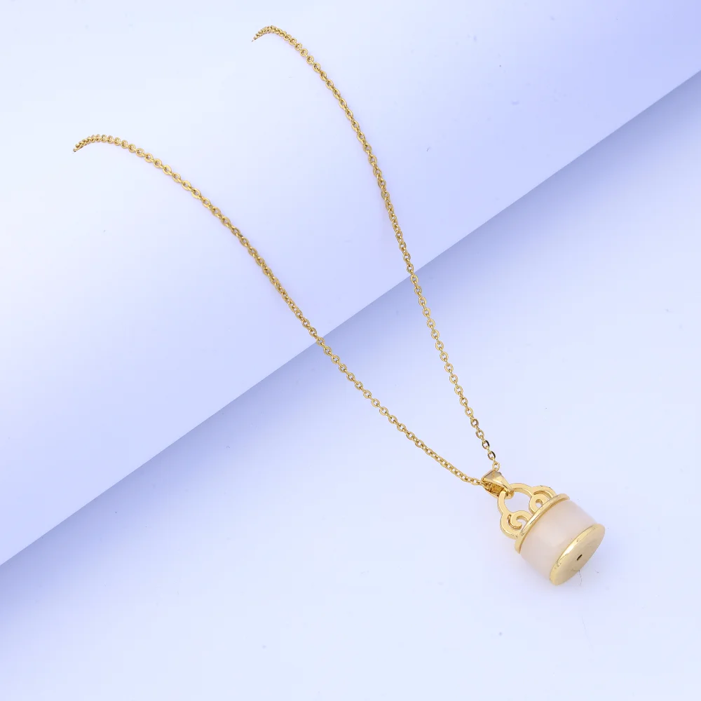 قلادة جميلة - قلادة دائرية من اليشم الهيتي المقلد عالي الطراز بتصميم عتيق، مزاج متعدد الاستخدامات، سلسلة ترقوة من الفولاذ التيتانيوم، #5