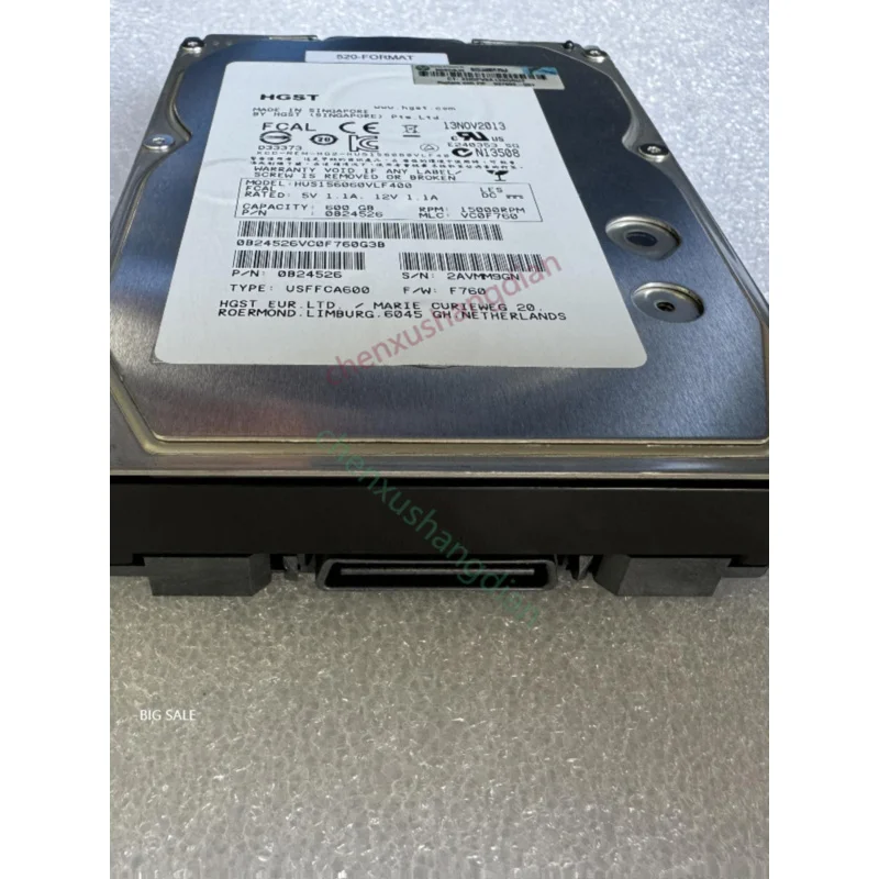 

657892 -001 ДЛЯ HP 3PAR HUS 156060 VLF400 600G FC 15K 3,5-дюймовый жесткий диск