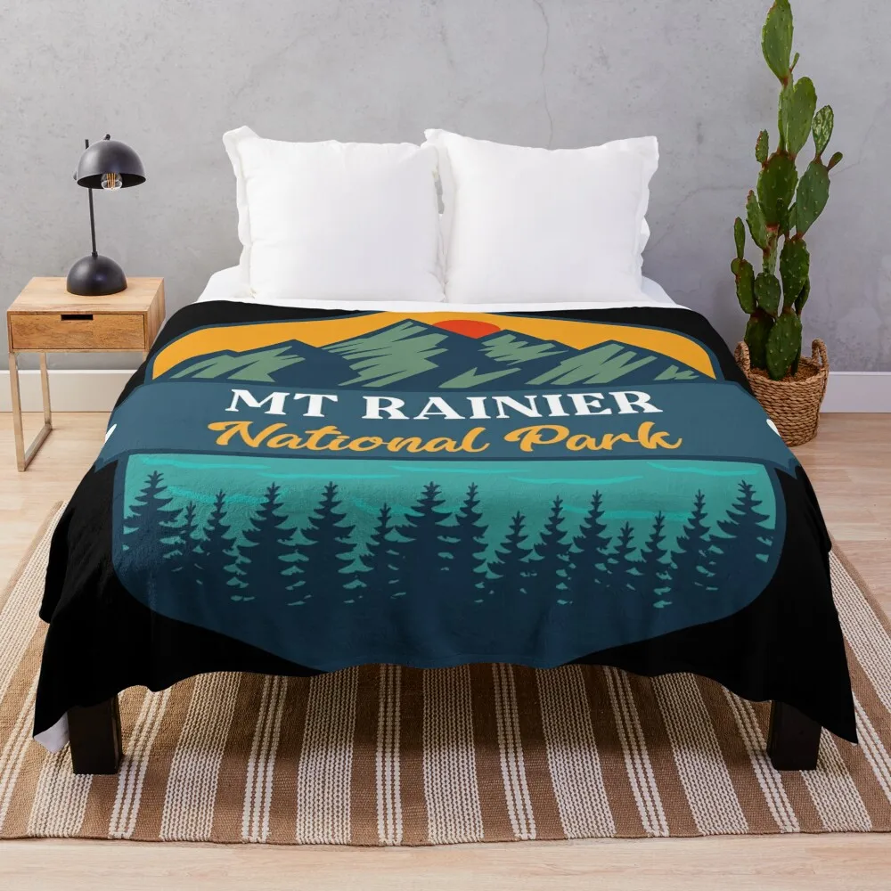 

Mount Rainier National Park Throw Blanket Picnic valentine gift ideas Hairy Quilt Blankets