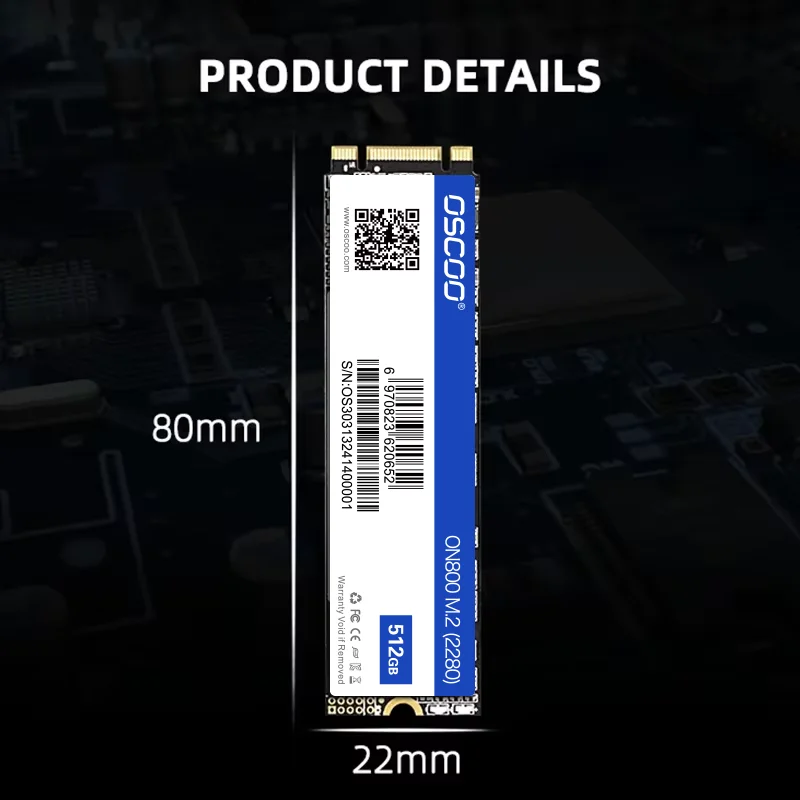 OSCOO-disco duro interno para ordenador portátil y de escritorio, unidad de estado sólido M.2 SSD SATA3 1TB 512GB 256GB 128GB M.2 2280 NGFF SSD