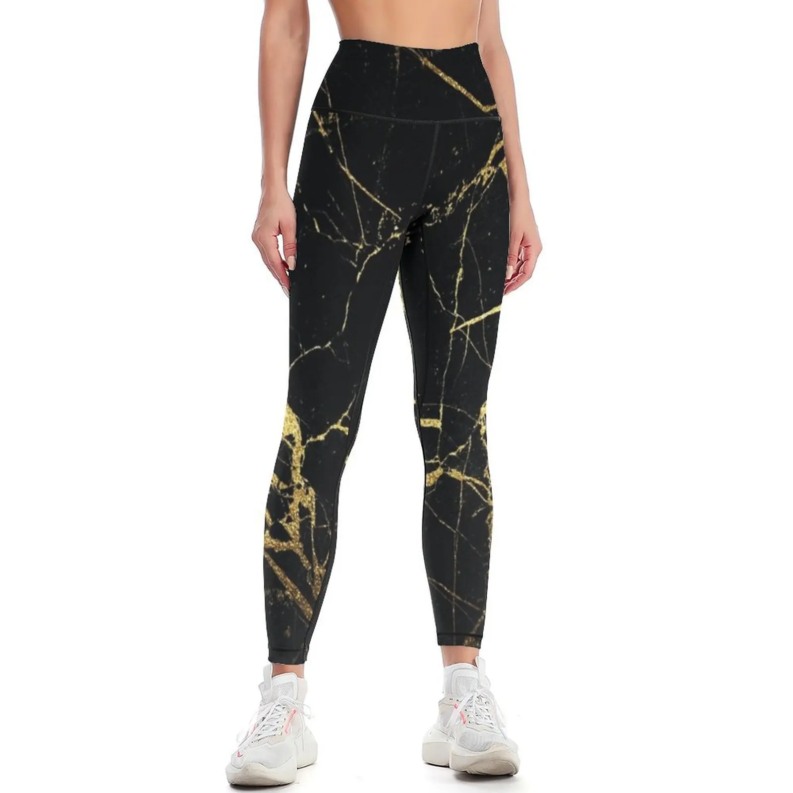 Black Gold Marble Leggings Women's sportswear legings for fitness Womens Leggings