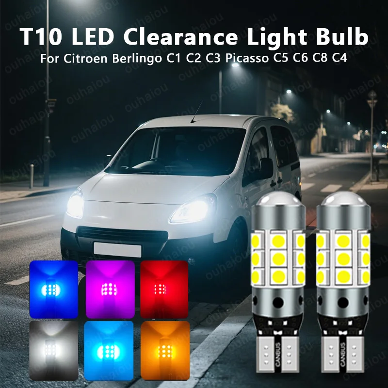 

2pcs LED Clearance Light Parking Bulb Lamp W5W T10 Canbus For Citroen Berlingo C1 C2 C3 Picasso C5 C6 C8 C4