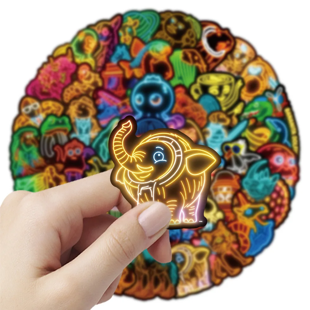 

50PCS Neon Style Abstract Tung Tung Tung Sahur Graffiti Stickers Cartoon Funny Cool Creative Decorative Scooter Luggage Desk