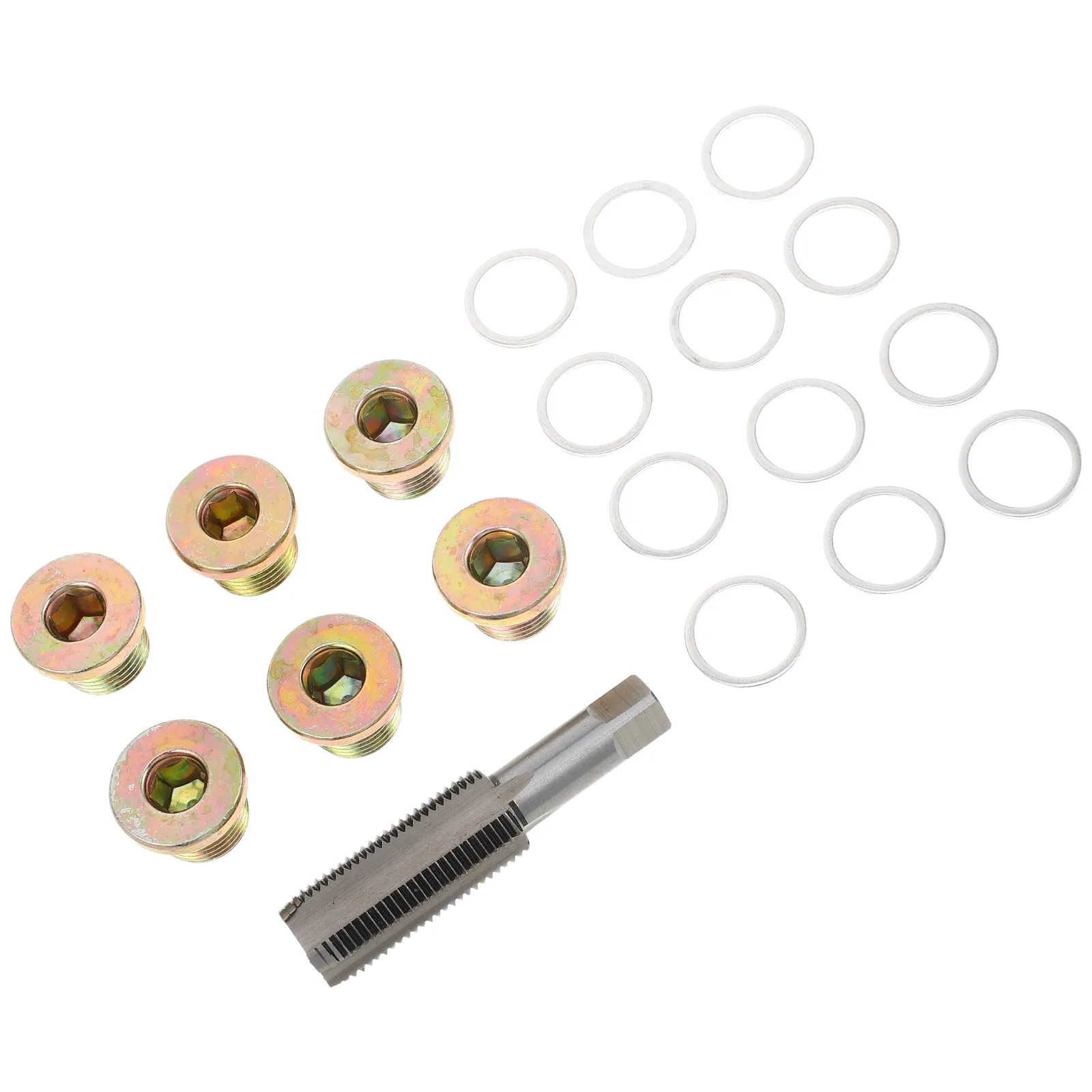 1Set Oil Drain Plug Rethread Tool Kit M17x1.5 Oil Pan Thread Repair Tap Screw Repair Kit for Stripped Thread Restoration Leak