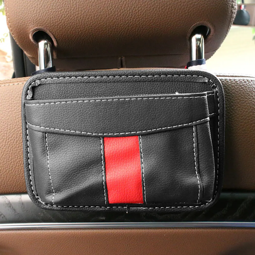 

Universal Car Storage Box Multifunction PU Leather Protable Organizer Box Paste Type Debris Hanging Mobile Phone Storage Shelf