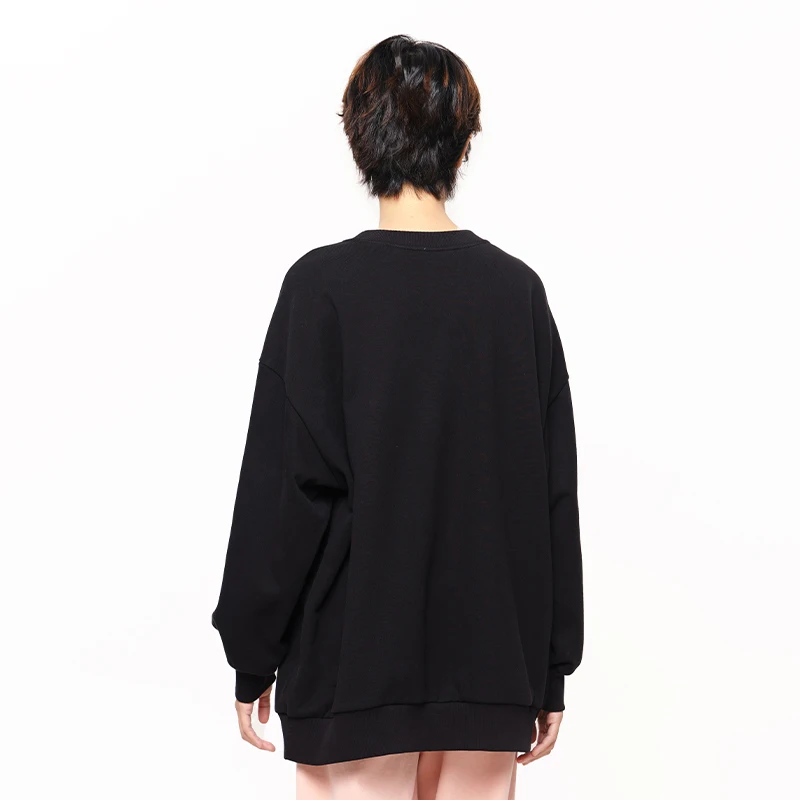 MOVEUP Round Neck Long Sleeved Sweatshirt Autumn Cat Letter Embroidery Casual Commuting Knitted Pullover Top For Women 3EWQ11499