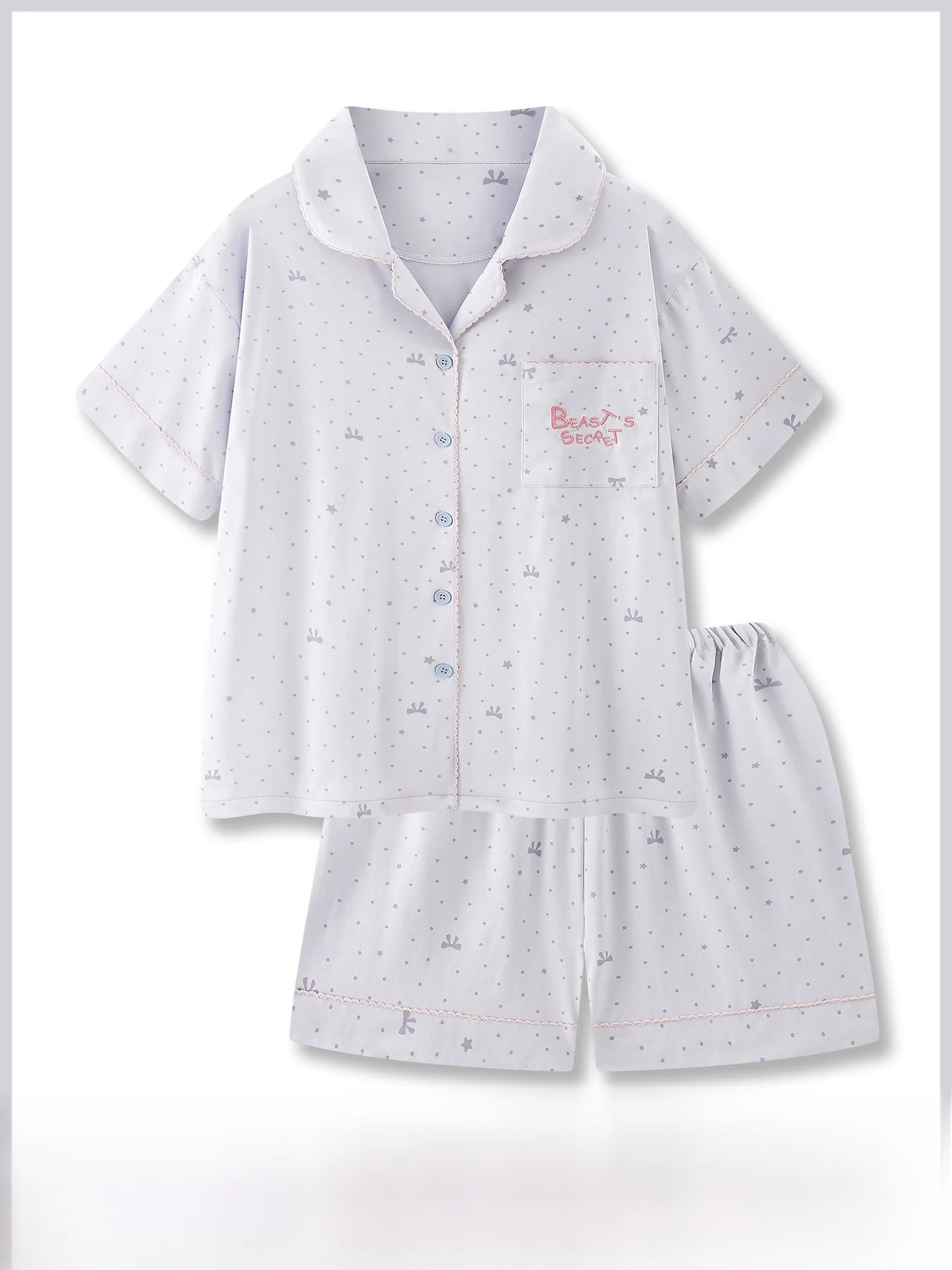 2026年新作-水玉模様蝶柄-綿00％-レディースパジャマ-夏用スイートホームウェアセット-通気性抜群-涼感