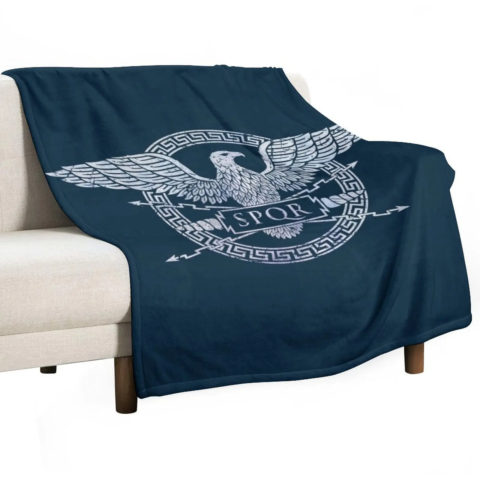 

SPQR Roman Empire Eagle Emblem - Vintage White Throw Blanket Soft Beds Decorative Beds Blankets