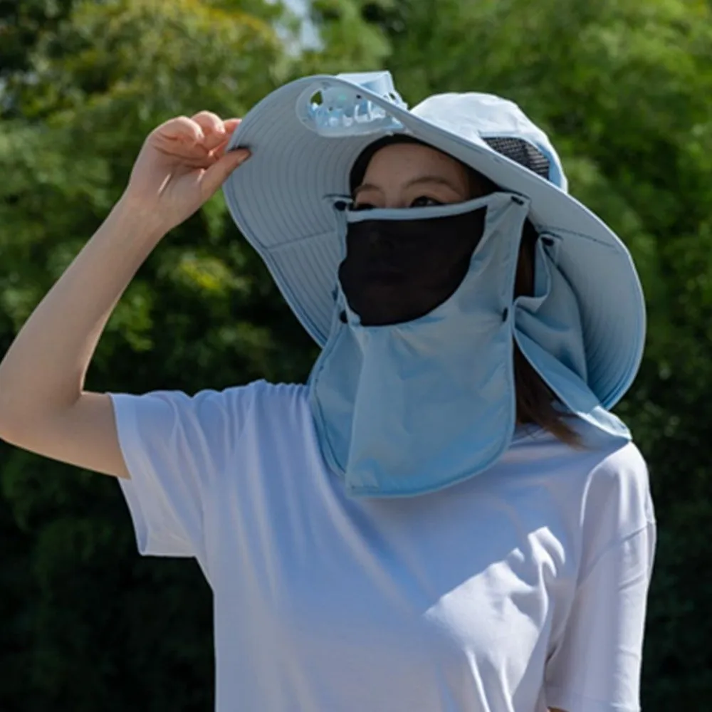 

with Face Guard Neck Flap Fan Hat Sunshade UV Protection Bucket Hat Large Brim Quick Dry Sun Hat