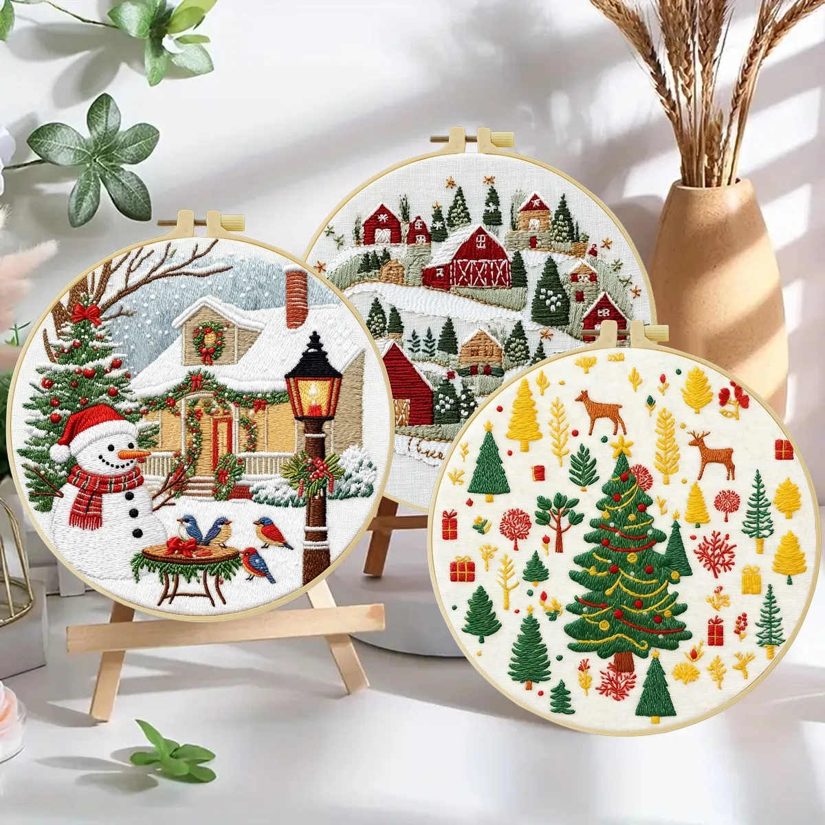 3-teiliges DIY-Stickmaterial-Set für Anfänger, inklusive Nadeln, Fäden, Stick-Starter-Kit, Kreuzstich-Kunst als Geschenk. – Detail 2