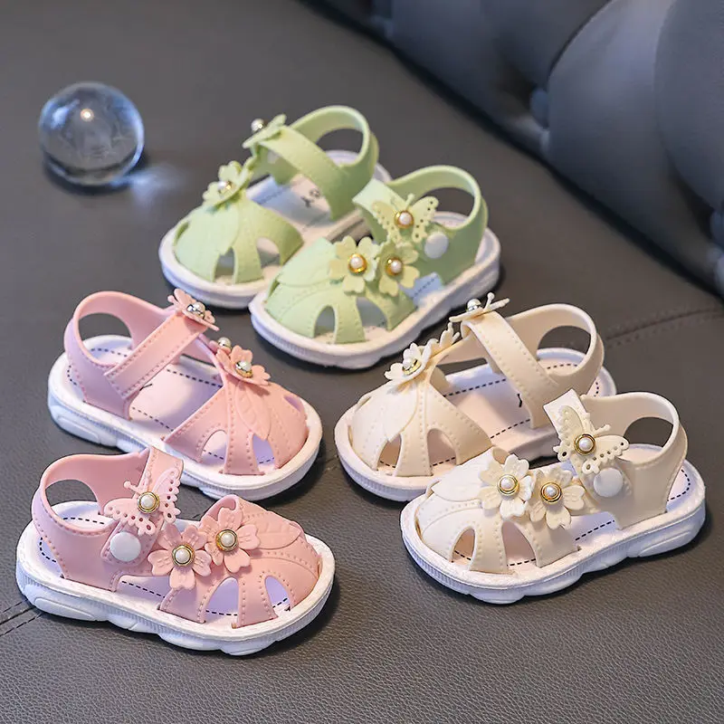 

Fashion Girls' Shoes Summer New Kids Sandals Soft Soled Baby Shoe Anti Slip Child Beach Shoes Simple Girls Sandals