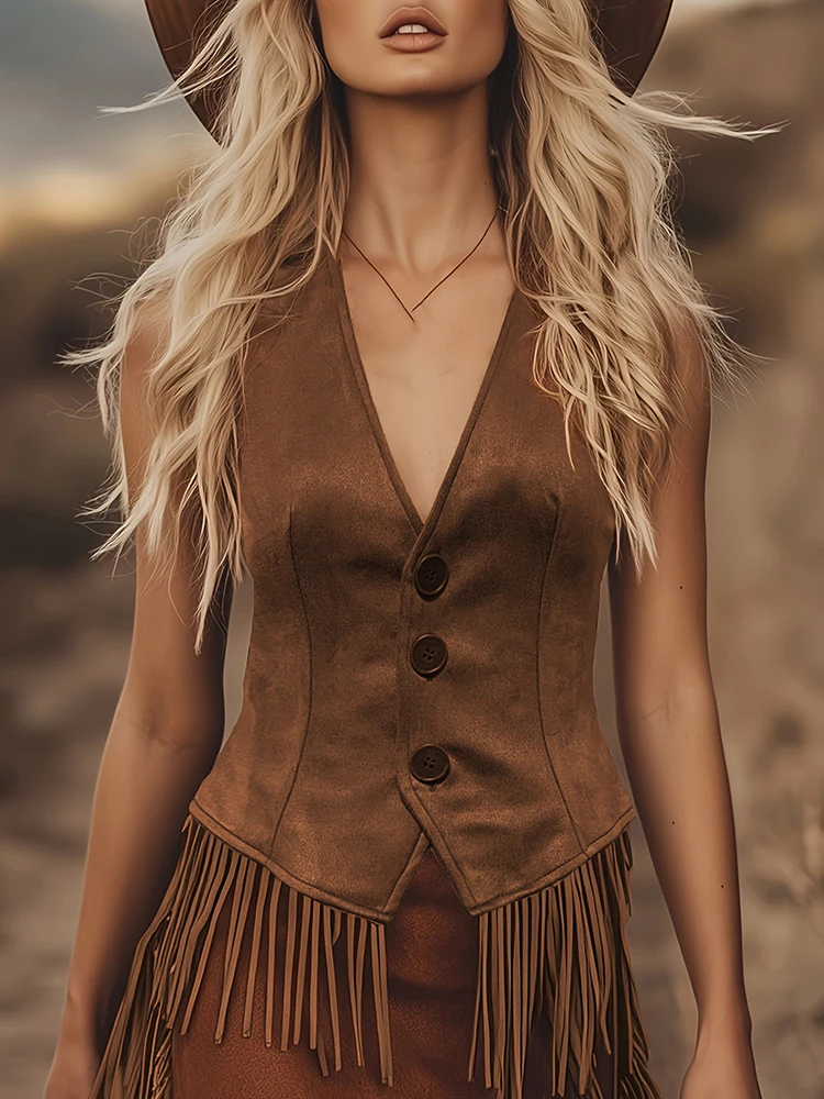 

Осенний женский повседневный стиль без рукавов из полиэстера, новинка 2025, модный однобортный жилет с v-образным вырезом