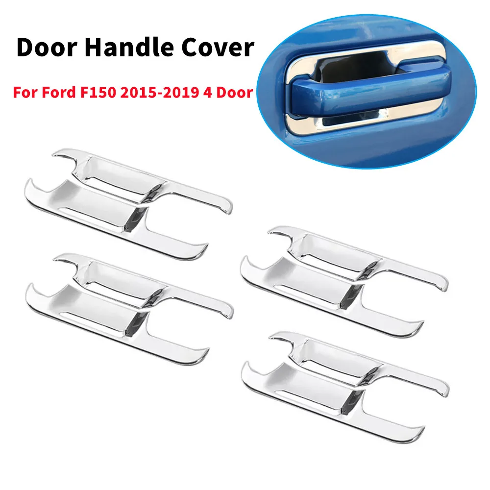 1 Set For Ford F150 2015 2016 2017 2018 2019 4 Door Exterior Door Handle Frame Cover Trim ABS Protective Sticker Accessories