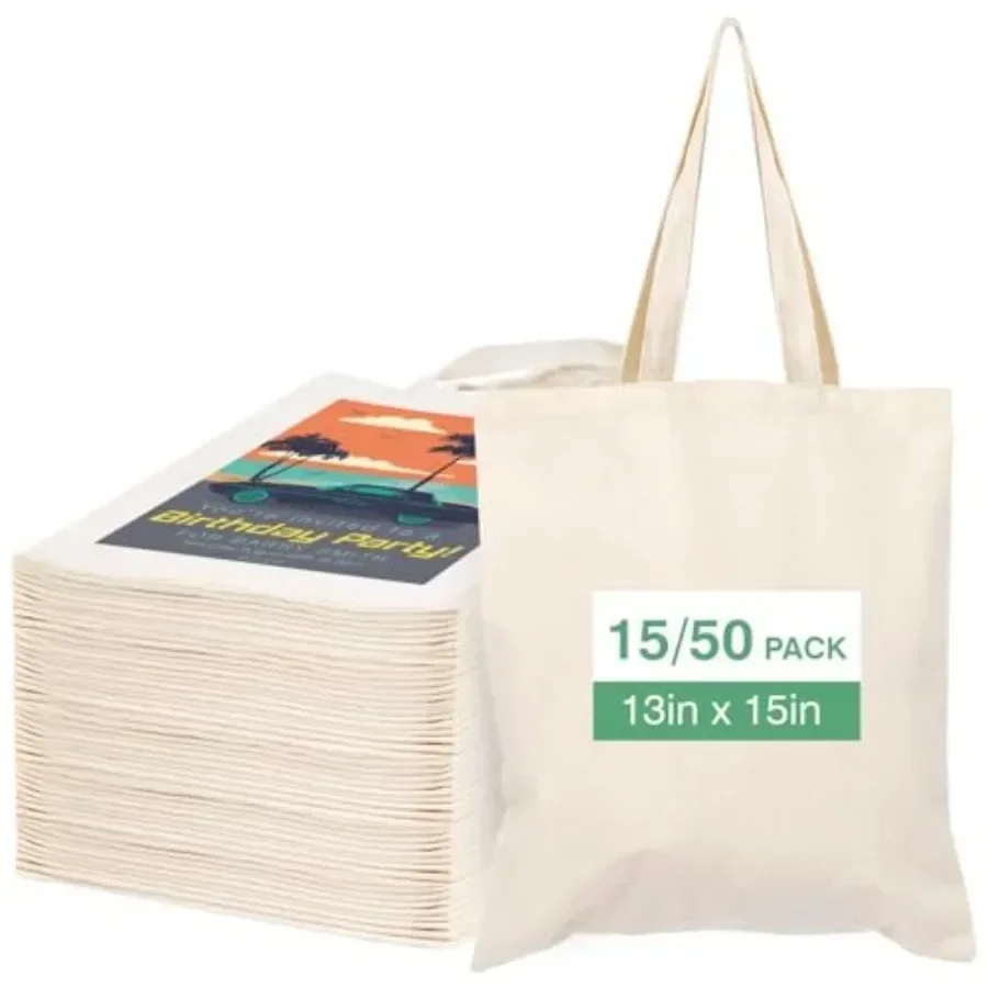 

Lzerking Canvas Tote Bag Bulk for DIY Projects, 13x Inch Tote Bags for Grocery Shopping, 10oz Machine Washable Fabric