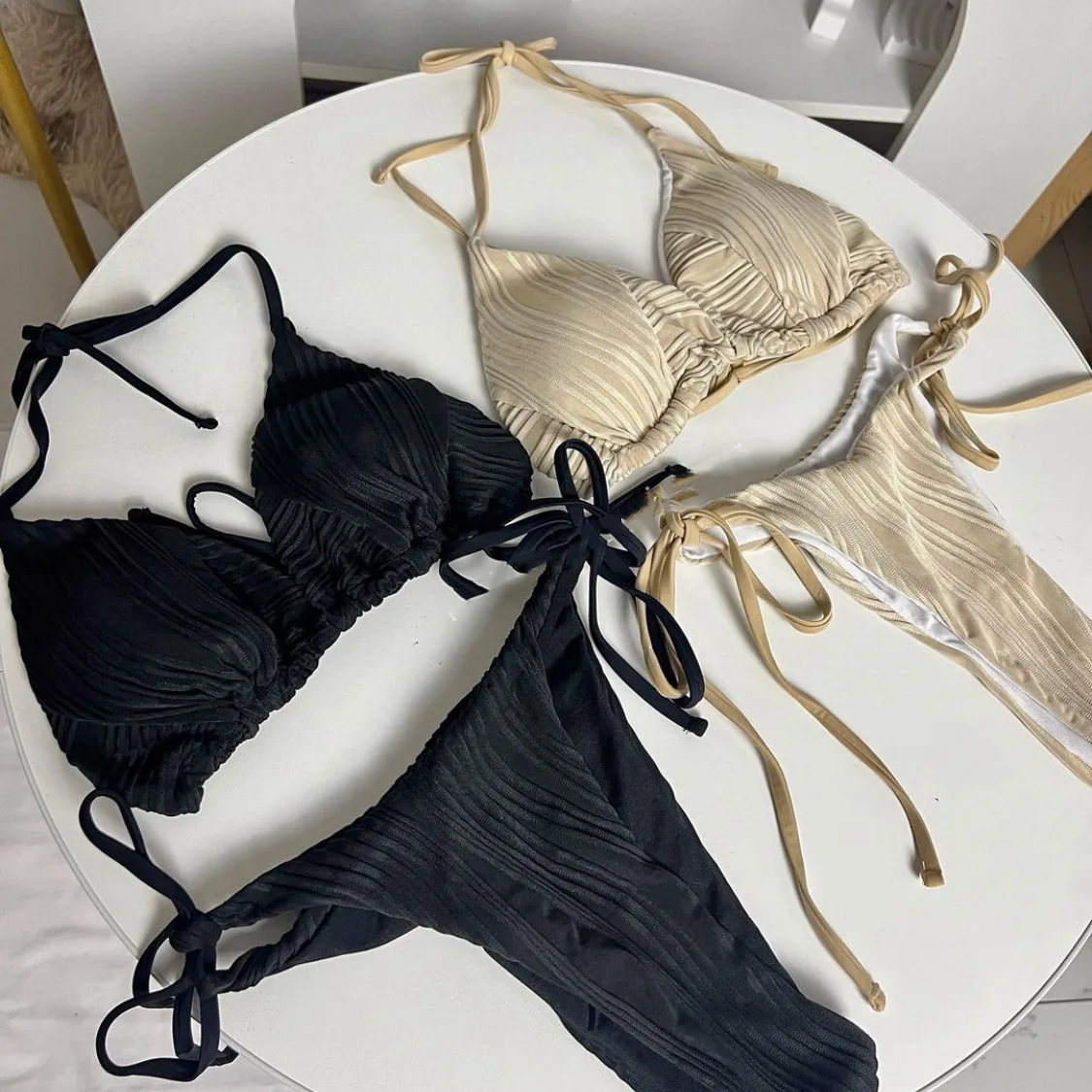 Damen-Bademode, 2024, Damen-Bikini, einfarbig, Bademode, rückenfrei, sexy Tankini, zweiteiliger Hot-Spring-Badeanzug, Strandkleidung, M-XL