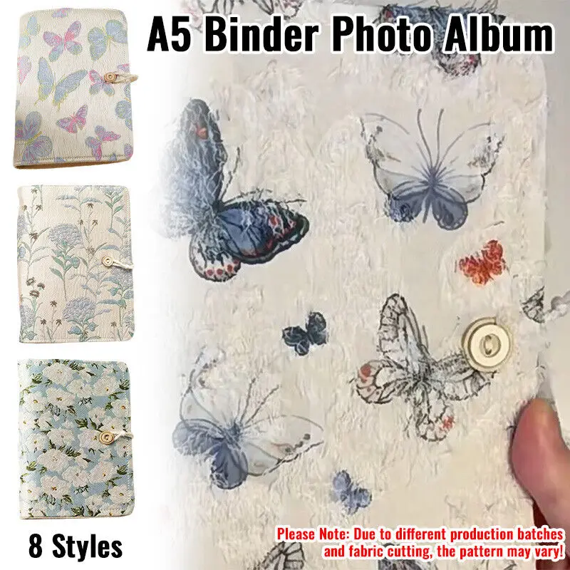 1PC A5 Binder Photo Album Butterfly Flower Pattern Idol Card Collection Books Loose-leaf Album Photocard Collection Books Gift