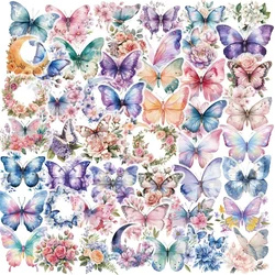 Kawaii Color Butterfly PET Adesivo para Crianças, Decoração Estética, Papelaria Scrapbooking, DIY, Mão, universal, Suprimentos, 50Pcs