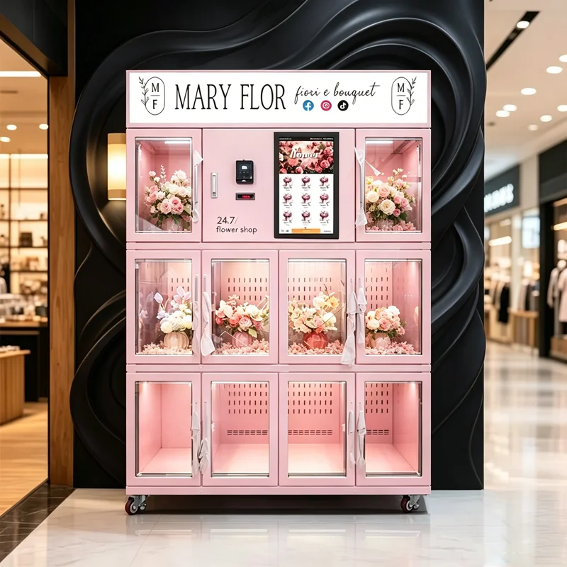 Custom Bouquet Vending Machine For Hotel  Valentine Event Indoor Outdoor Smart Floral Vendor Kiosk With User Friendly Interface