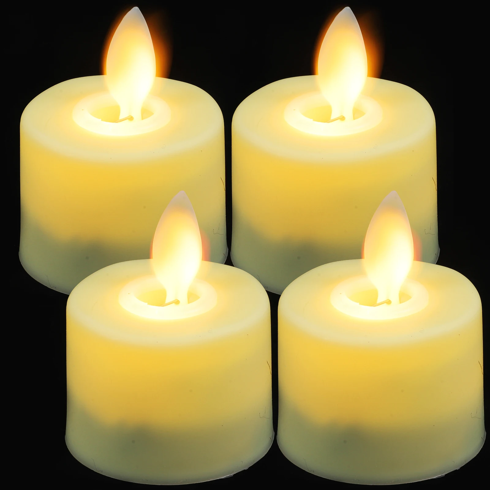 

4 Pcs Electronic C les White LED Flickering Flame Timer Powered Mood Lights Waterproof ABS Plastic Tea C for Table