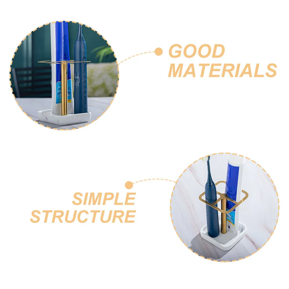 

1pcs Electric Toothbrush Holder Stainless Steel Resin Countertop Organizer Bathroom Toothbrush Stand Rack Multi-Functional Home