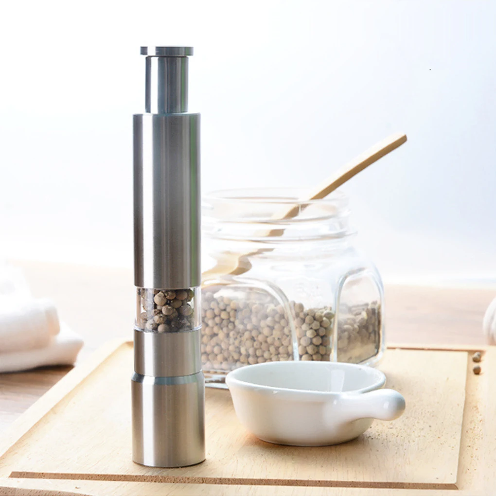 One Click Pump Button Stainless Steel Coarse Salt Forgrinder Stainless Steel Spice Forgrinder