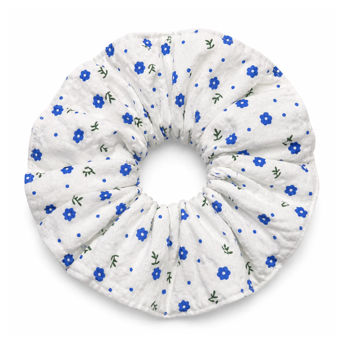 soft-ivory-cobalt-blue-mini-floral-print-wide-single-layer-hair-scrunchie