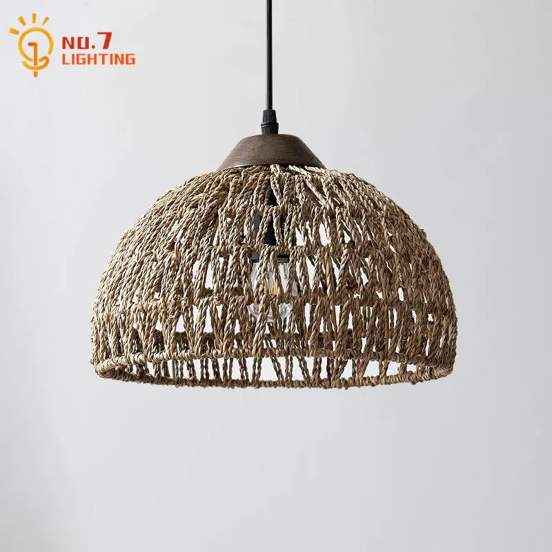 

Japanese Vintage Wabi-sabi Rattan Weaving Pendant Lights LED E27 Designer Zen Art Decorative Hanging Lamp Restaurant Homestay