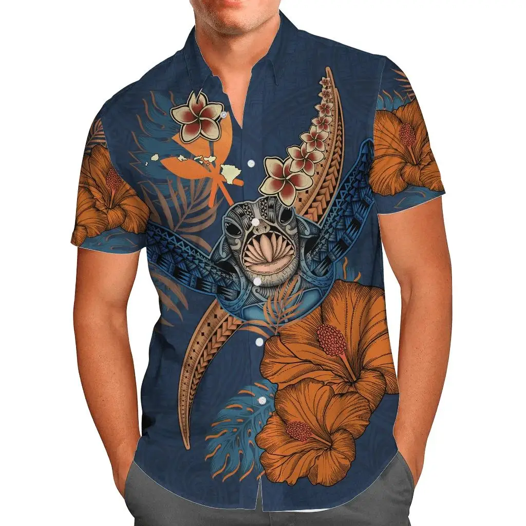 

Polynesian Pattern Print Men's Short Sleeve Shirt Breathable Hawaiian Summer Fashion Beach