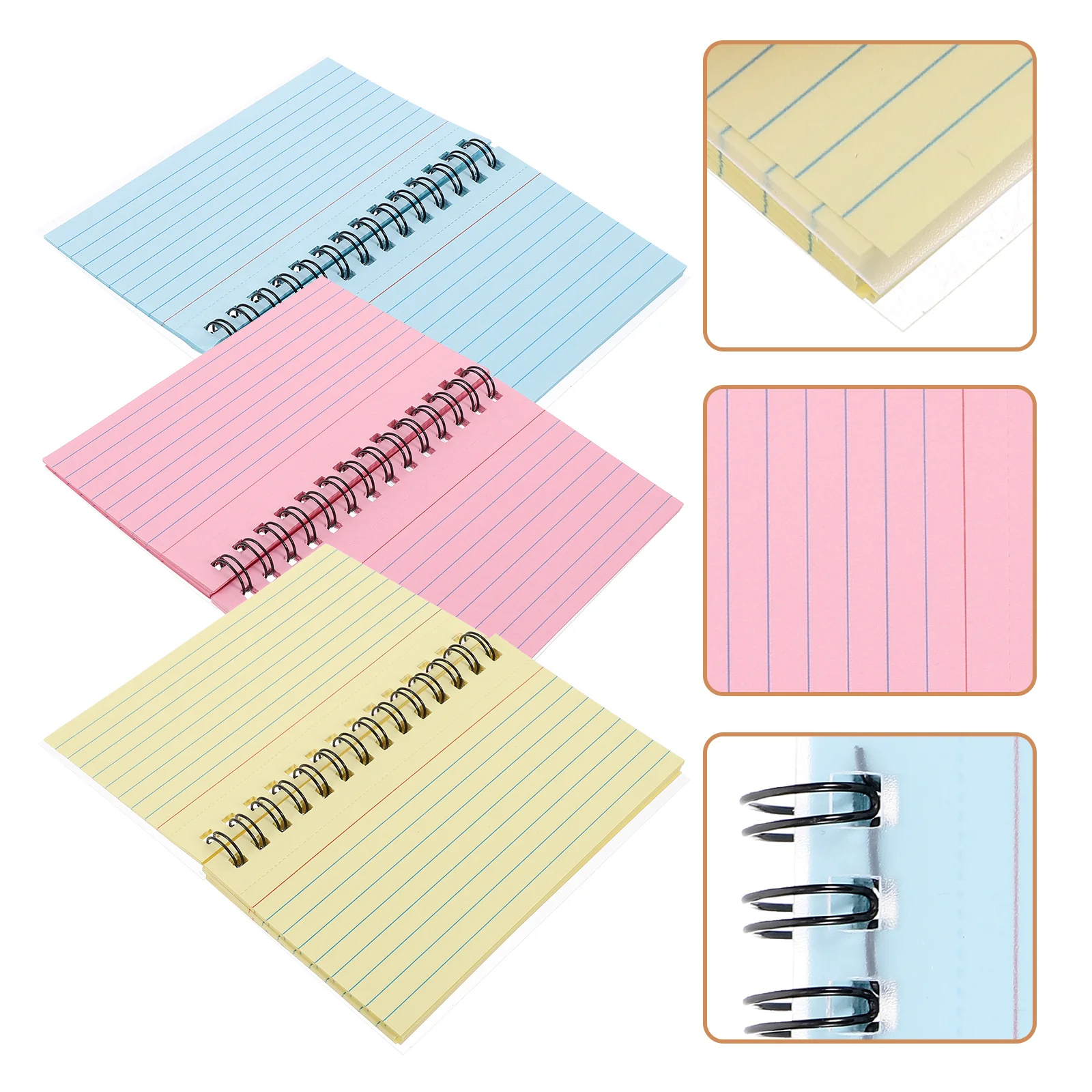 3Pcs Colorful Index Card Notebooks Small Spiral Notepads Ideal for Study Speech Notes Portable Notecards for Office Daily