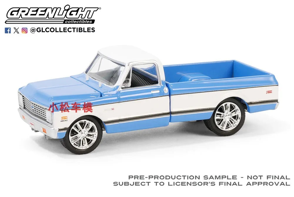 

GreenLight 1:64 Jackson Series 14-1971 C10 Super Cheyenne Custom Pickup - Blue Car Model Diecast Alloy Car Model Collectible
