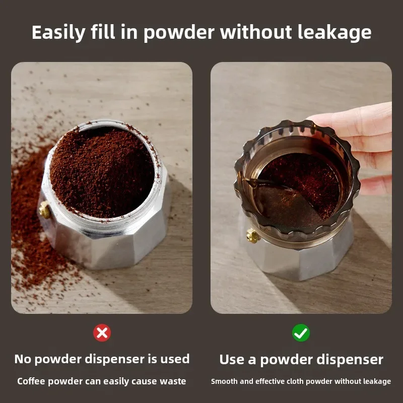 Coffee Tamper for Moka Pot Rotary Powder Dosing Ring Coffee Distributor Leveler for 3/6 Cups Espresso Tools