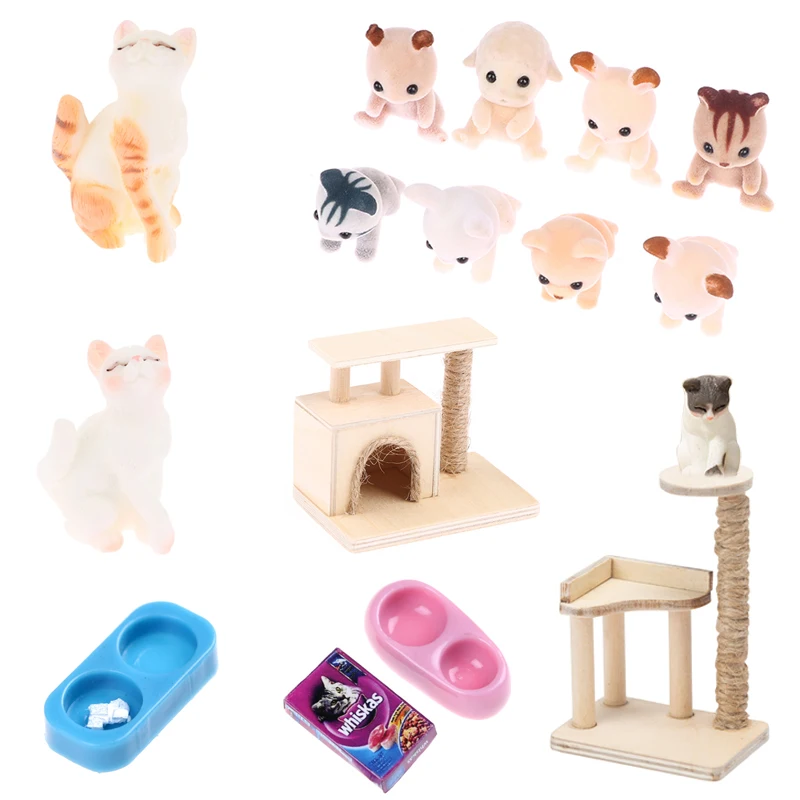 1:12 Dollhouse Pet Cat Tree Tower Toys Miniatures Furniture Decor For 1/12 Doll House Furniture Decor Accessories