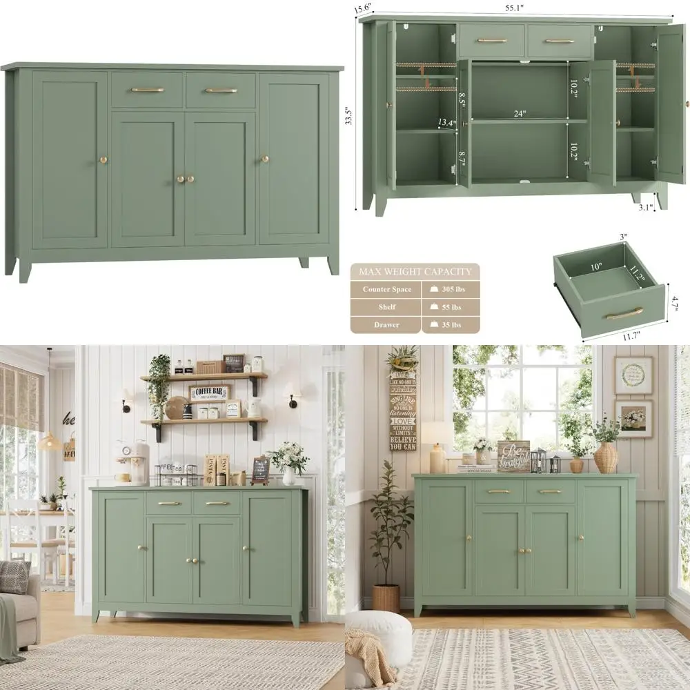 

Large Kitchen Buffet Cabinet with Storage, Sideboard with Drawers and Doors, Modern Dining Room Furniture