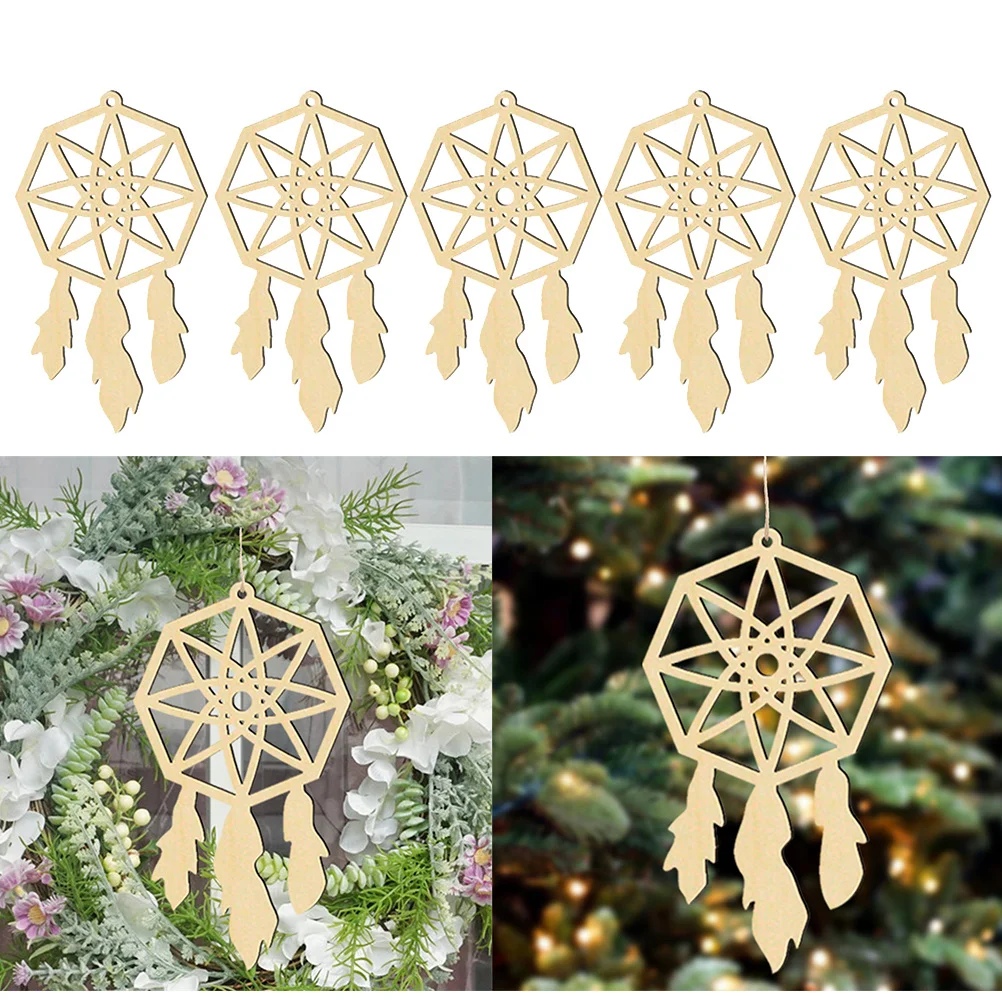 

20pcs Dream Catcher Hanging Decor Beige Wooden Wall Ornament For Home Living Room Porch Lightweight Creative Pendant Craft