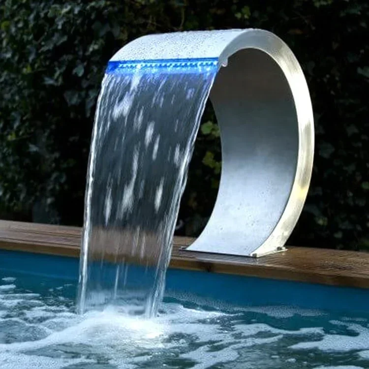 

Pool Accessories Stainless Steel Indoor Water Pool Garden Waterfall Blade Cascade with Led Light