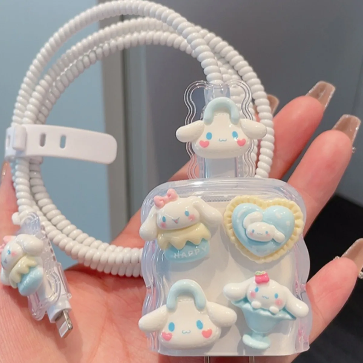 Sanrio Cinnamoroll Data Cable Case Cable Charger Protector Cover iphone14 Charger Case for 13promax Data Cable 20 Anti-break