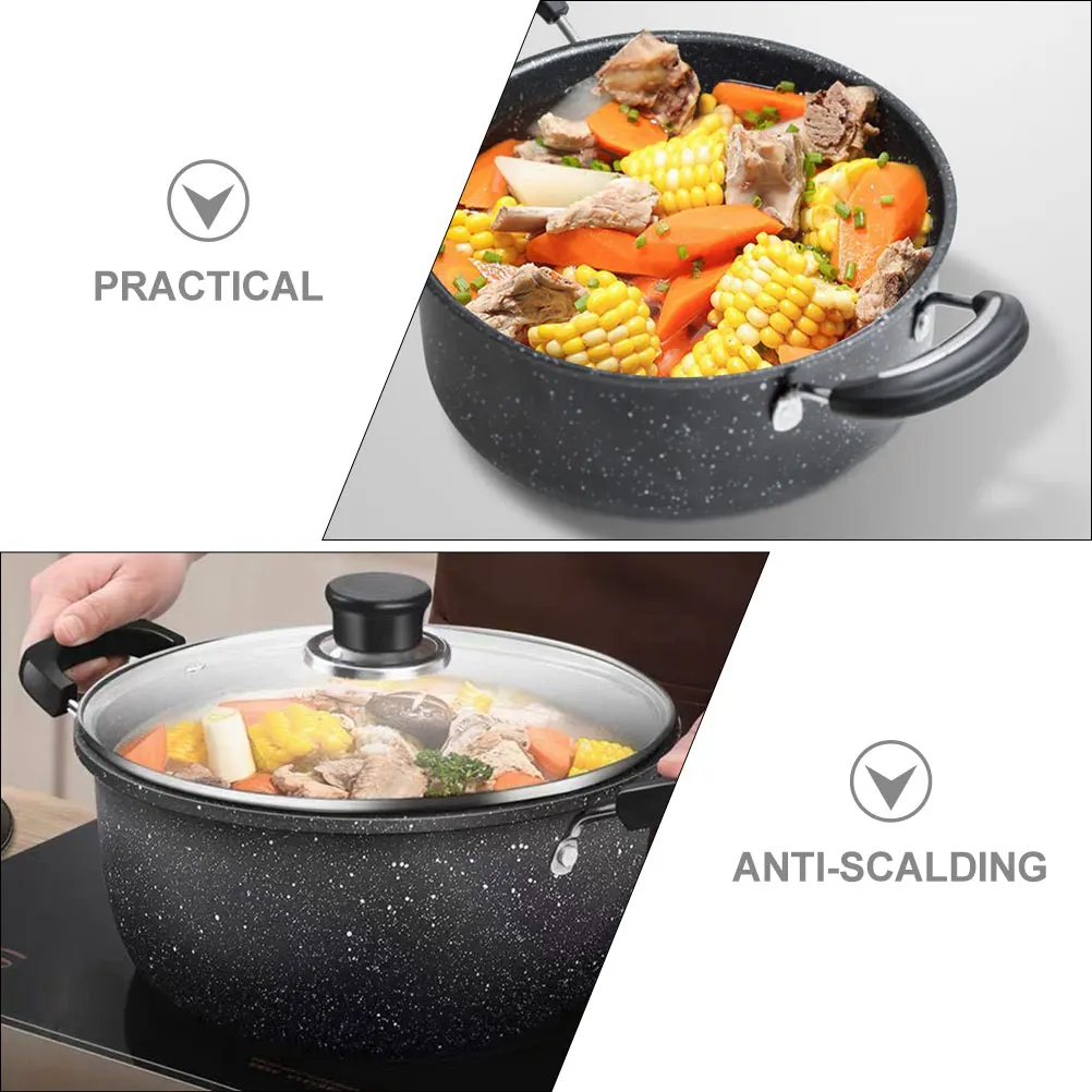 

Sturdy Iron Soup Pot Non-Stick Double Handle Heat-Resistant Large Metal Saucepan Kitchen Cooking Stock Pot Daily Use Household