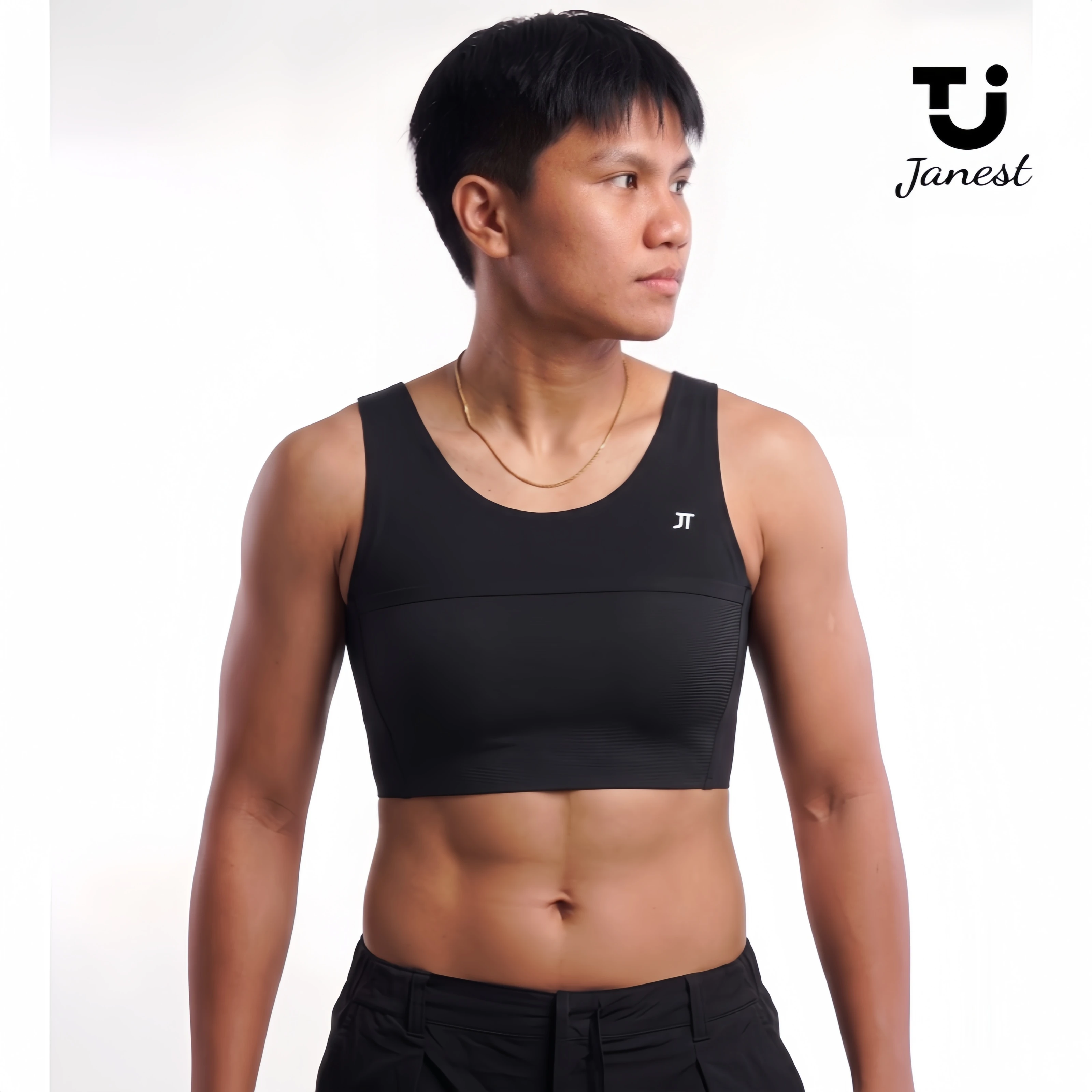 Janest Seamless Compression Chest Binder Wide Strap No Roll Hem Front Bandage Women Breast Minimizer Binder Top 4 Colors S-6XL