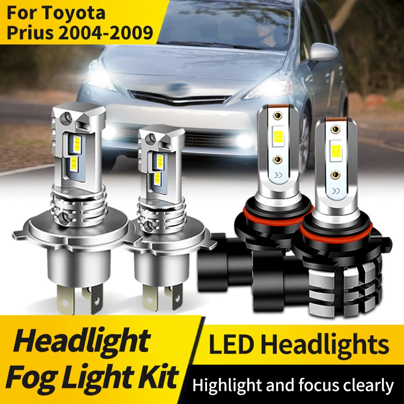 

2PCS LED Headlight Bulbs H4 HB2 High Low Beam Lamp 9006 HB4 Fog Lights 6000K CSP for Car Headlamp For Toyota Prius 2004-2009