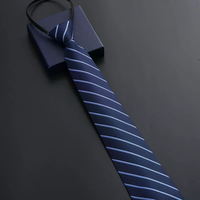 Elegant 8CM Lazy Ties Blue Black Red Striped Men Shirt Business Dress Zipper Tie Neckties Accessories Wedding Groom
