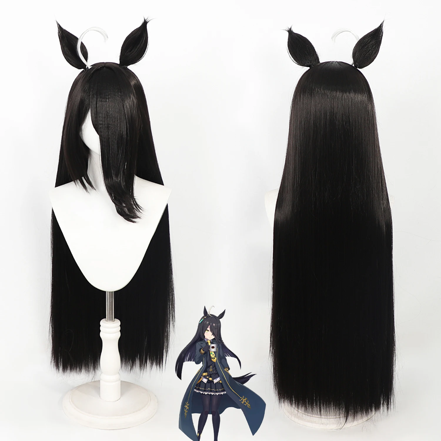 Manhattan Cafe Umamusume Pretty Derby Cosplay Long Black Straight Heat Resistant Synthetic Wig Yugen Rose Yanagi Midori Sayo Wig